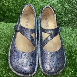 Alegria Women's SZ 42/10-Silver/black/Metallic Mary Jane Jill Leather Sandals